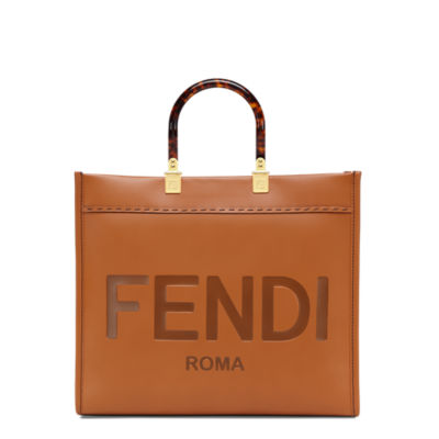 Fendi Sunshine Stitch Detailing Tote Bag In Brown