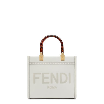 Fendi Sunshine Small - White leather shopper | Fendi