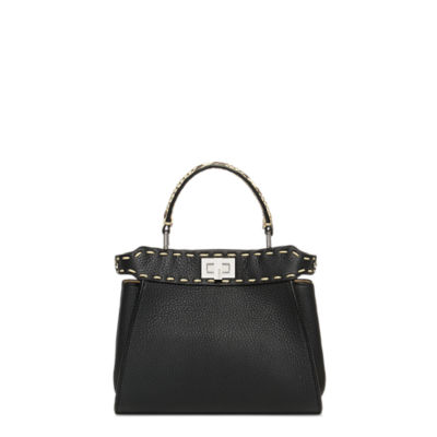 Peekaboo Mini - Black Selleria bag with exotic details | Fendi