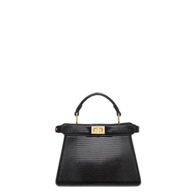 Peekaboo ISeeU Petite - Black lizard leather bag | Fendi