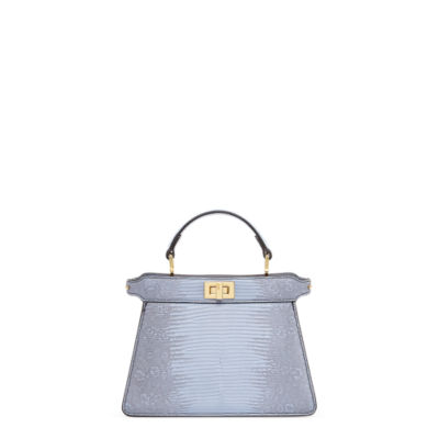 Peekaboo ISeeU Petite - Light blue lizard bag | Fendi