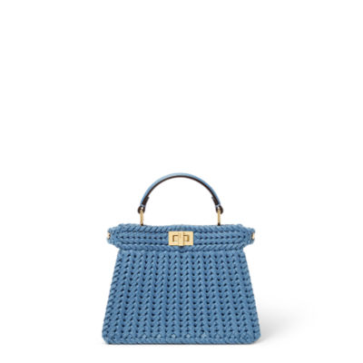 【FENDI】Peekaboo Mini デニム調レザー ショルダーバッグ ピーカブー ミニ カーフレザー ブルー | Fendi
