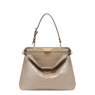 【関税・送料込み】FENDI GREY LEATHER PEKABOO MEDIUM SOFT Peekaboo Soft Medium Leather Grey | Fendi