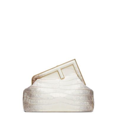 Fendi First Small - White leather bag with exotic details