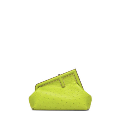 Peekaboo Mini - Acid green ostrich leather bag