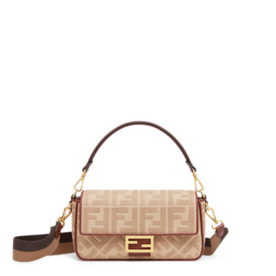 Fendi by Marc Jacobs Baguette White and Black Canvas Bag with FF Embroidery  in Canvas with Palladium-tone - US