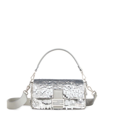 Baguette - Silver sequin and leather bag