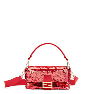 Baguette cashmere handbag Fendi Red in Cashmere - 34037493