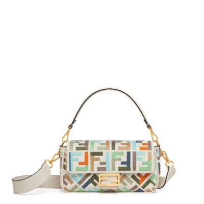 Fendi Canvas Vitello Grace F is Fendi FF Multicolor Embroidered