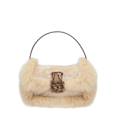 Baguette 1997 - Beige sheepskin and fox fur bag