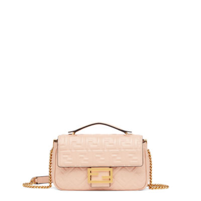 Baguette Chain Midi Pale pink leather bag Fendi