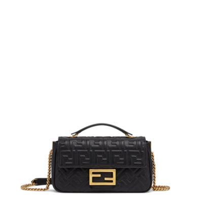 FENDI Baguette Chain Shoulder Bag Black Nappa Leather – COCOON