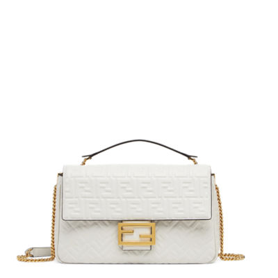 Baguette Chain Large - White nappa leather bag