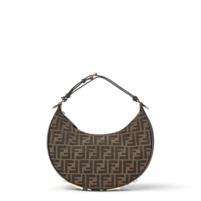 Fendi Boston Bag FF Jacquard Fabric Brown GHW