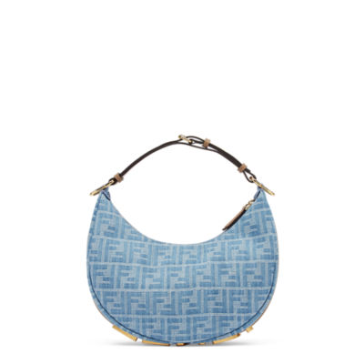 ●Fallett● Asymmetric bag denim light blue FA2401BG12BL Fendigraphy Small Fabric Blue | Fendi
