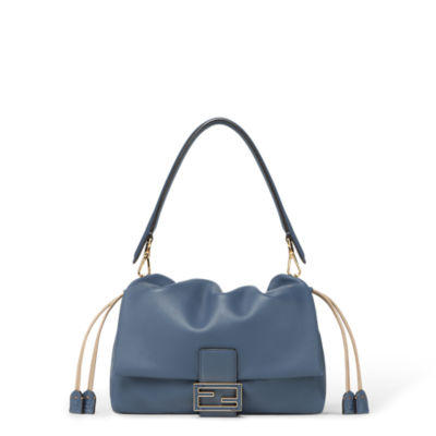 Mamma Baguette Medium Leather Blue | Fendi
