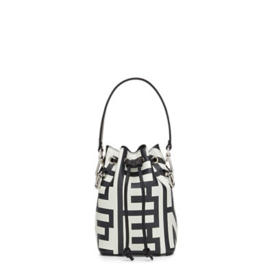 Fendi Mini Mon Tresor Bucket Bag In Fendi Roma Capsule Leather Black/White