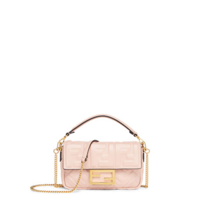 Fendi Gold FF Leather Mini Baguette Bag Fendi