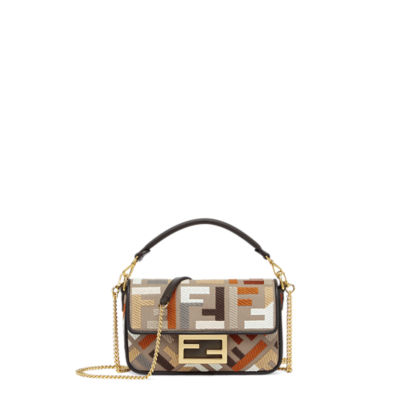 Fendi Mini Baguette Bag In FF Motif Canvas Multicolor