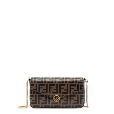 F is Fendi Wallet On Chain Leather Brown Fendi