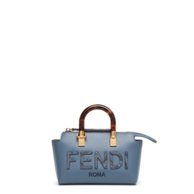 By The Way Mini Small blue leather and elaphe Boston bag Fendi