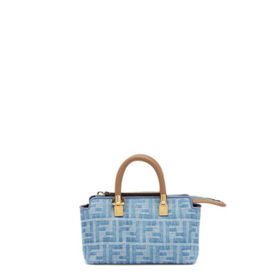 By The Way Mini - Light blue FF denim fabric mini bag | Fendi