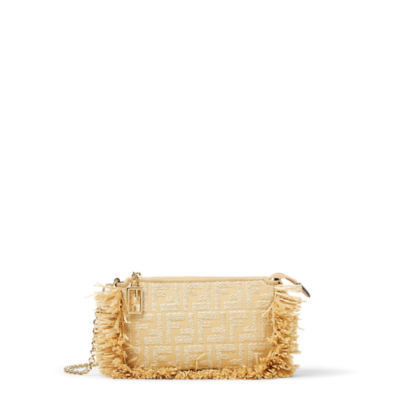 関税送料込★FENDI★BAGUETTE RAFFIAショルダーバッグ★ベージュ Fendi Raffia Vitello Baguette - Luxe Bag Rental