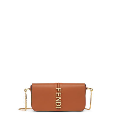 Fendigraphy Wallet On Chain - Brown leather wallet | Fendi