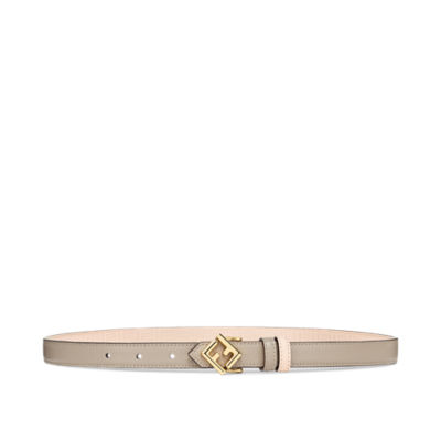 Fendi Ff Diamonds Leather Reversible Belt in White