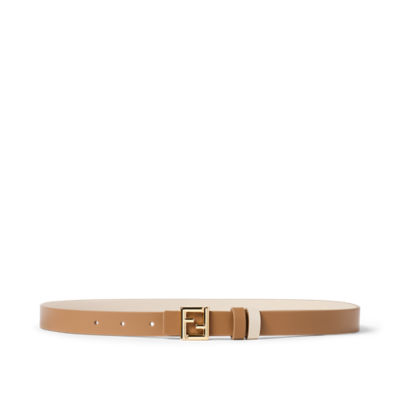 FENDI キャメル＆パーチメントカラー レザー 20mm リバーシブルベルト