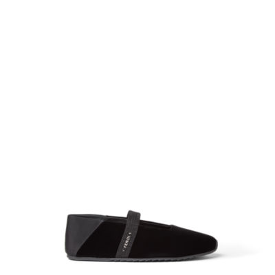 FENDI ブラック ベルベット バレエフラット