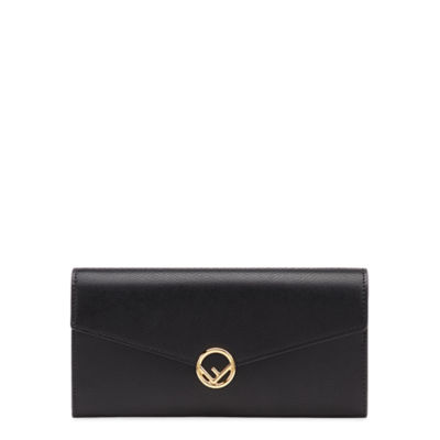FENDI Monster Eyes Continental Smooth Leather Wallet Black - 10% Off