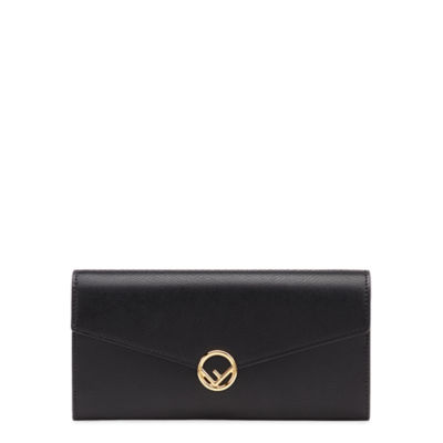 Fendi Baguette Nero Palmellato Leather Continental Black Wallet