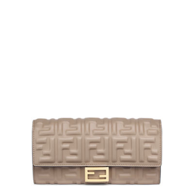 Fendi Baguette Continental Chain Wallet in Metallic