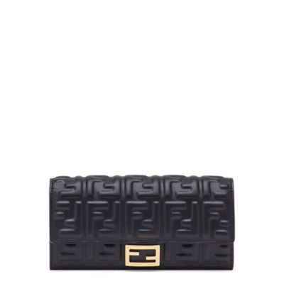 FENDI バゲット コンチネンタル 財布 ブラックナッパレザー ウォレット ...