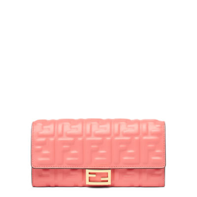 バゲット コンチネンタル財布 - ピンクナッパレザー 財布 | Fendi