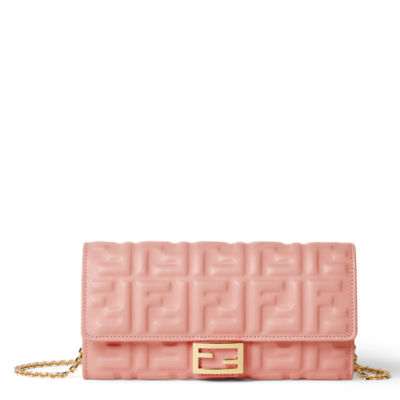Baguette Continental With Chain Leather Pink | Fendi