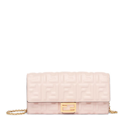 Baguette Continental Wallet with Chain , Pink, One Size- Fendi