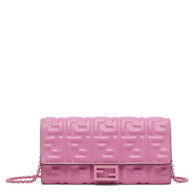 Fendi Baguette Baguette Continental Wallet with Chain, Pink, * Inventory Confirmation Required