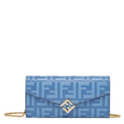 FF Diamonds Continental With Chain Leather Light blue | Fendi