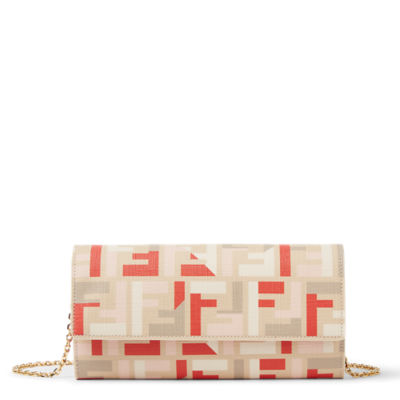 【関税込】FENDI フェンディ◆Fendi Roma チェーン 花柄 長財布 Fendi Roma チェーン付き 長財布 ファブリック ブラウン | Fendi
