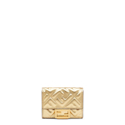 バゲット マイクロ 三つ折り財布 - ゴールドレザー 財布 | Fendi