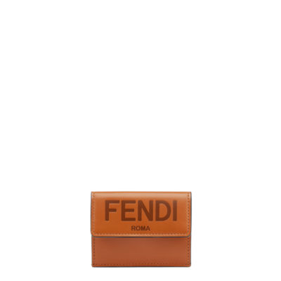 Fendi Roma Micro Trifold - Brown leather wallet | Fendi