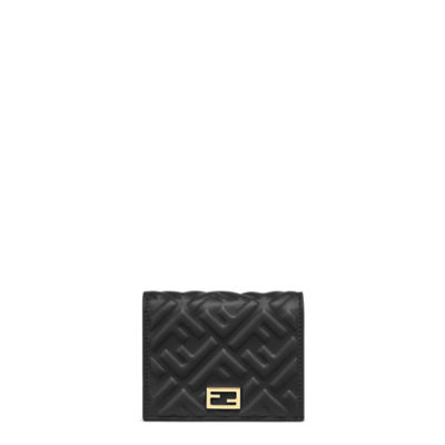 バゲット 二つ折り財布 - ブラックナッパレザー 財布 | Fendi