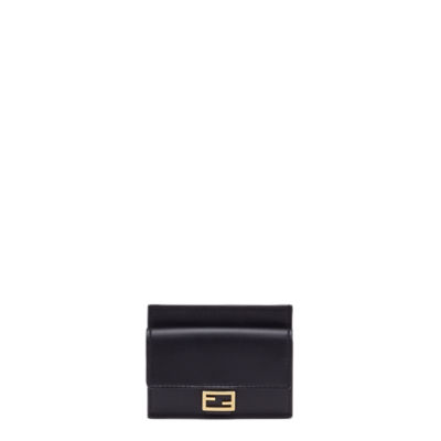 Baguette Continental Wallet With Chain - Black nappa leather