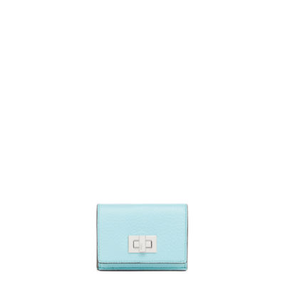 Peekaboo Micro Trifold - Turquoise leather wallet | Fendi