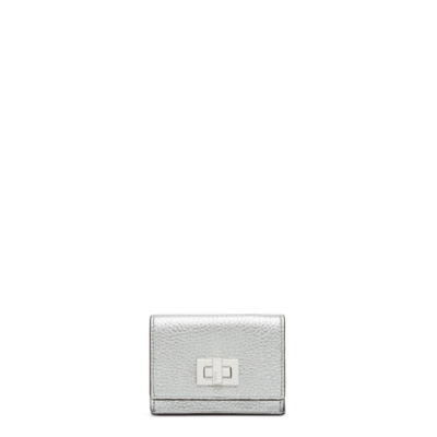 ピーカブー マイクロ 三つ折り財布 - シルバーレザー 財布 | Fendi