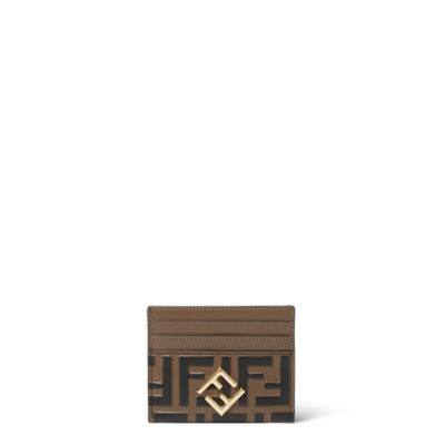 FFダイヤモンド カードケース レザー ブラウン | Fendi