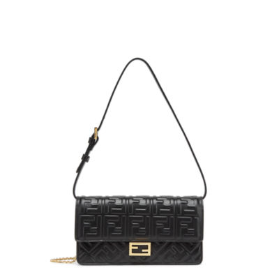 財布内蔵ミニバッグ バゲット - ブラックナッパレザー 財布 | Fendi