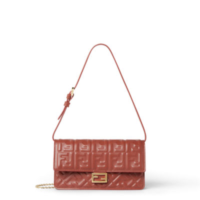 長財布 Fendi Pastel Green Nappa Leather Baguette Wallet Wallet On Chain Baguette Leather Grey | Fendi